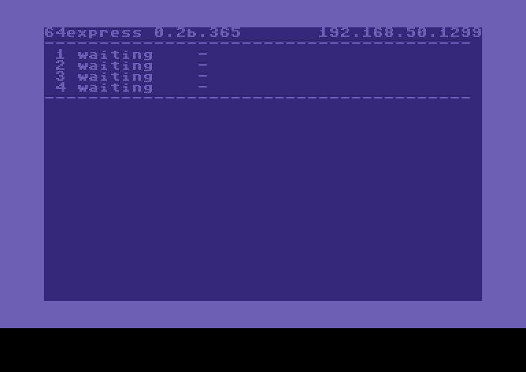 The sysop console showing four nodes, all waiting