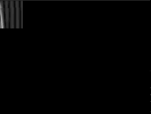 A few vertical grey stripes on a black screen